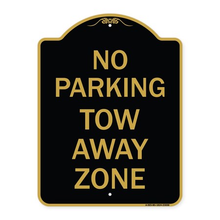 Signmission Designer Series Sign No Parking Tow Away Zone, Black & Gold Aluminum Sign, 18" x 24", BG-1824-23650 A-DES-BG-1824-23650